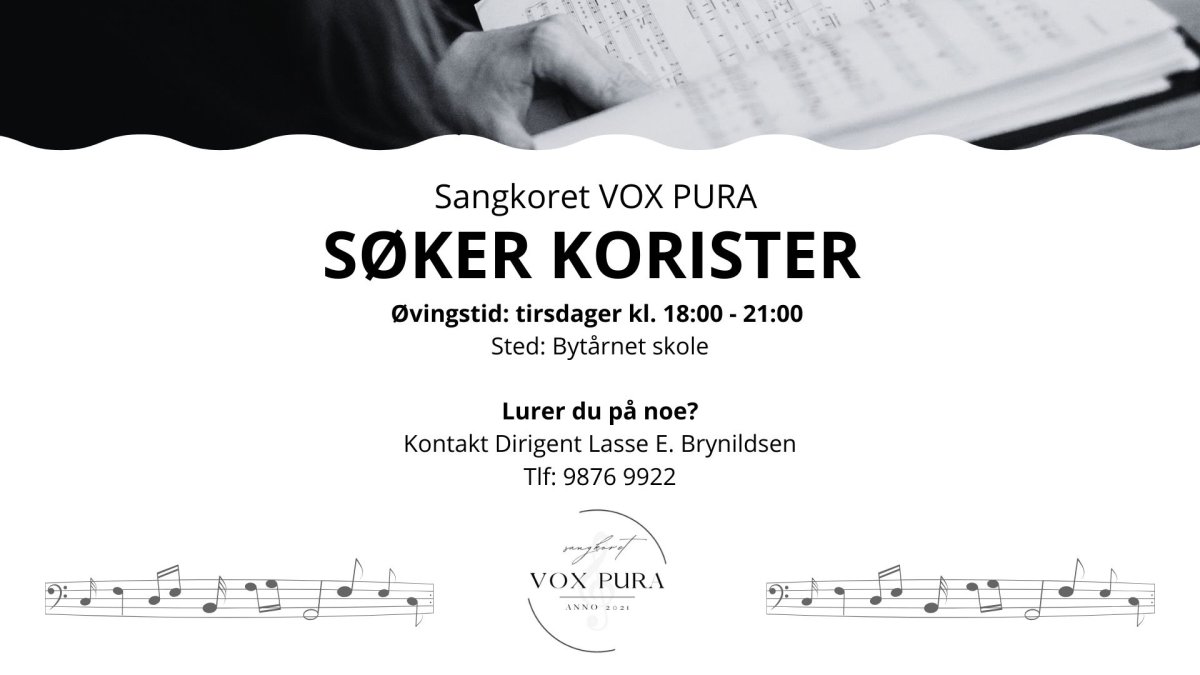  Sangkoret 𝐕𝐎𝐗 𝐏𝐔𝐑𝐀 søker flere korister! 
